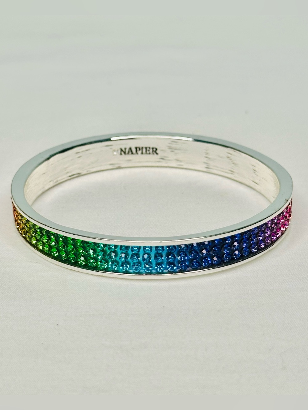 Napier Silver-Tone Rainbow Pride Crystal Bangle
